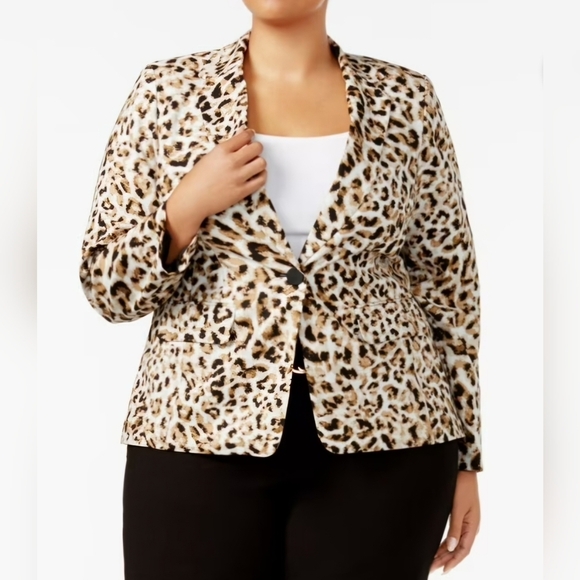 Calvin Klein Jackets & Blazers - CALVIN KLEIN Womens Black Animal Print Blazer Jacket Plus Size 20W  (NWT)